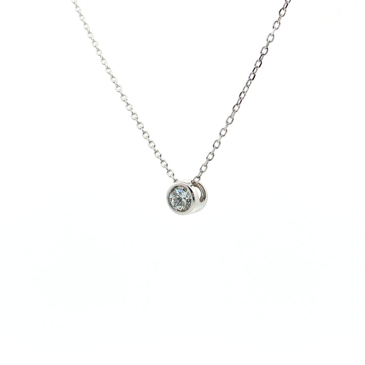 Sterling Silver 18" 0.37CT Round Brilliant LAB Created Diamond Bezel Set Necklace.