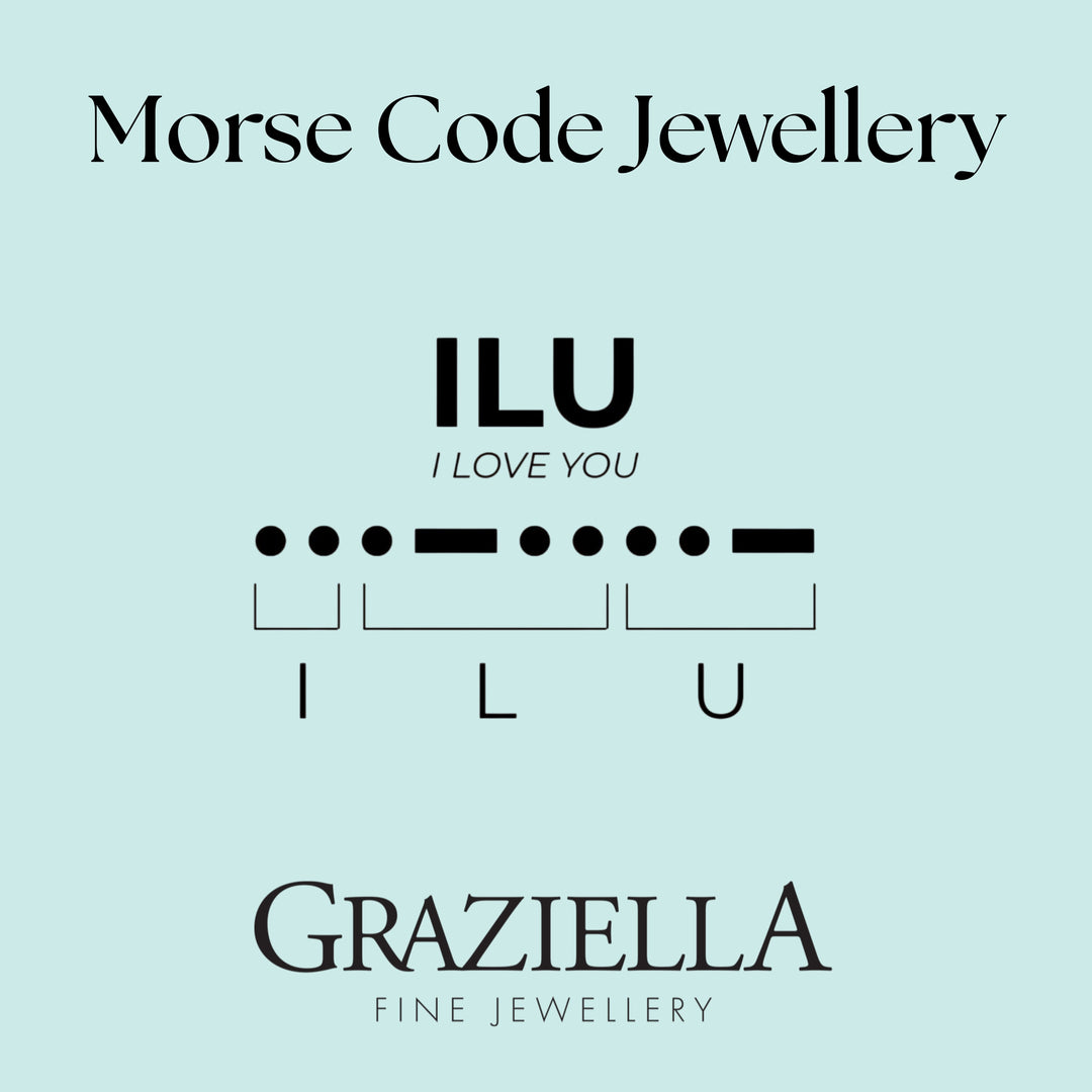 Graziella Sterling Silver 18" CZ Morse Code ILU Necklace.