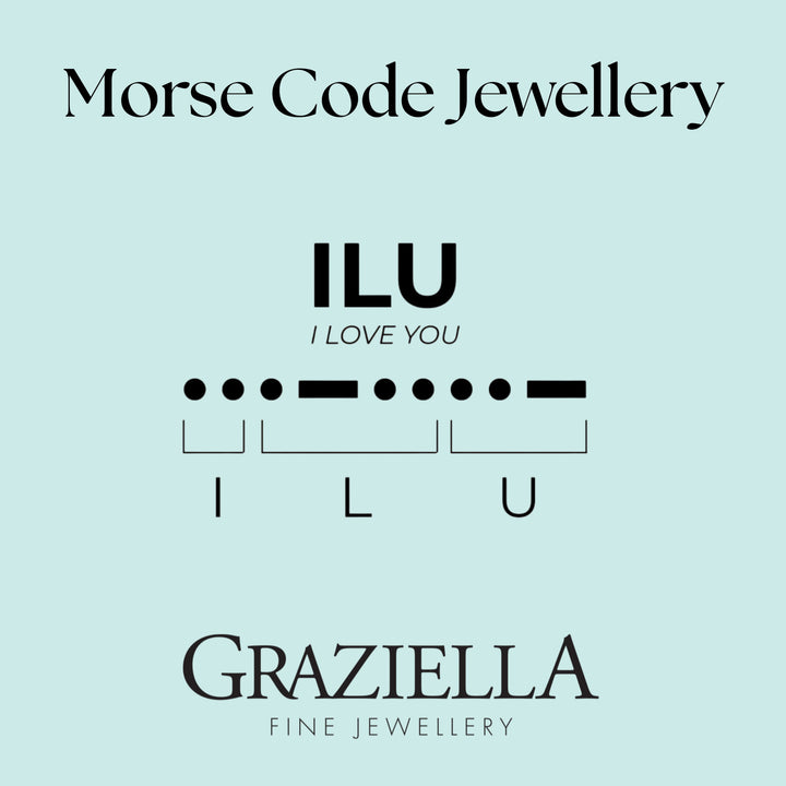 Graziella Sterling Silver 18" CZ Morse Code ILU Necklace.