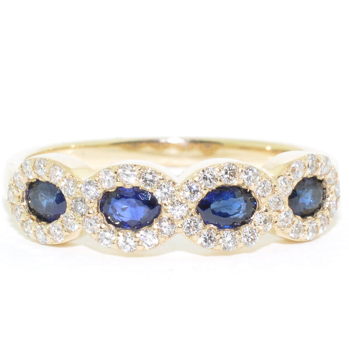Graziella 14KT Yellow Gold Blue Sapphire &amp; Diamond Ring - Size 6.5