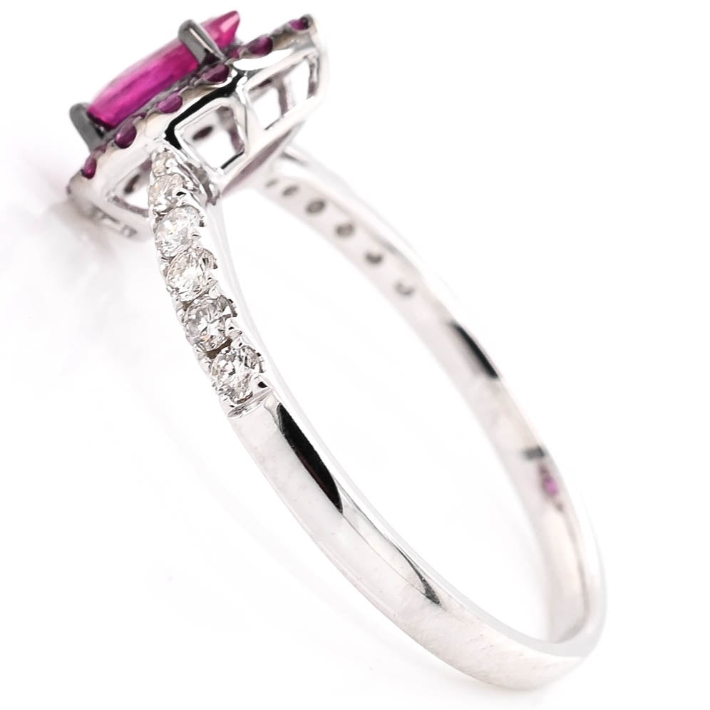 Graziella 10KT Yellow Gold 0.45CTW Pear Ruby &amp; Diamond Ring - Size 7
