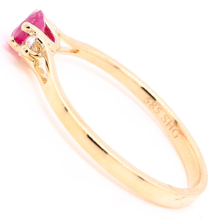Graziella 14KT Yellow Gold 0.38CT Round Ruby &amp; Diamond Ring - Size 6