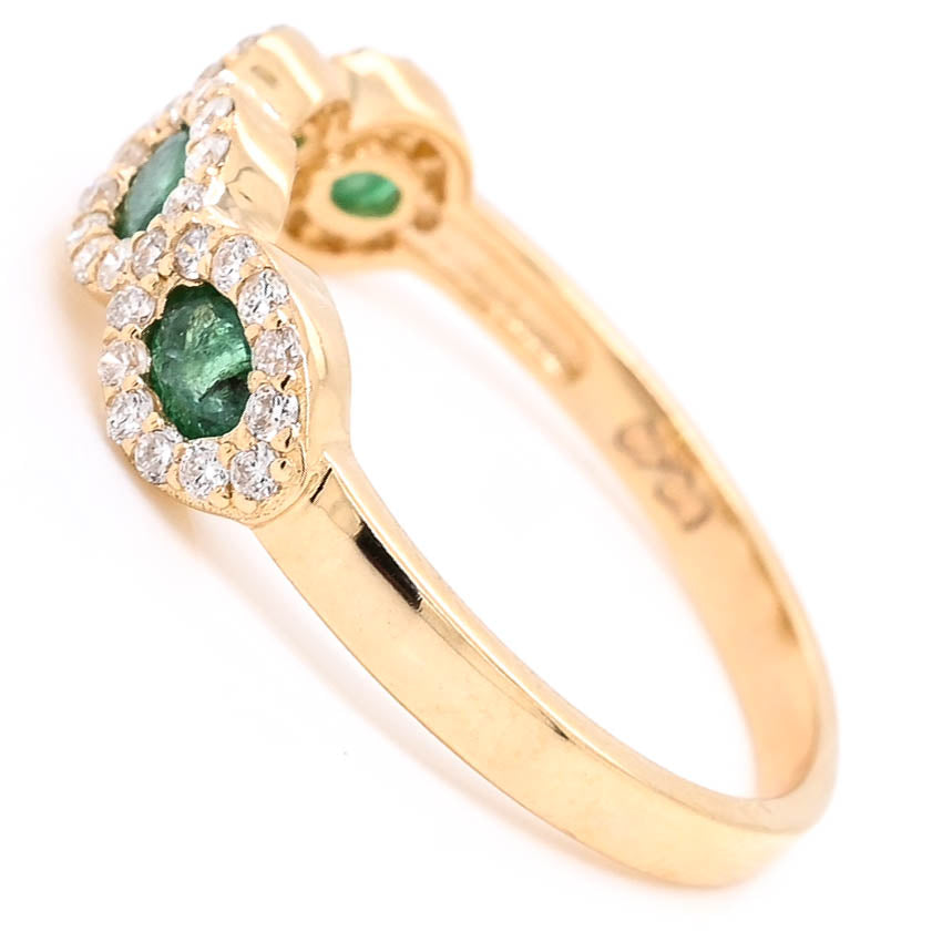 Graziella 14KT Yellow Gold Emerald &amp; Diamond Ring - Size 6.5