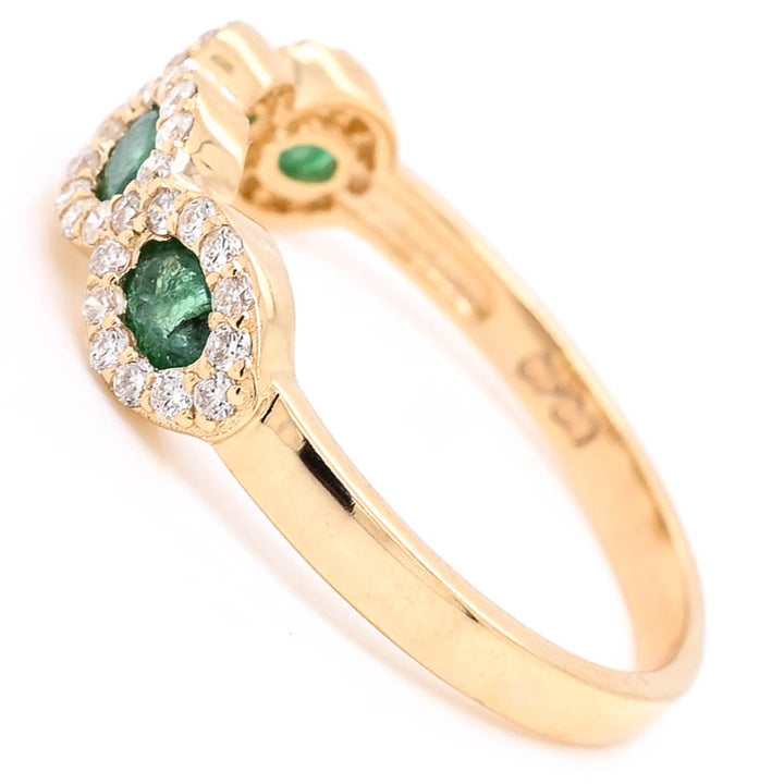 Graziella 14KT Yellow Gold Emerald &amp; Diamond Ring - Size 6.5