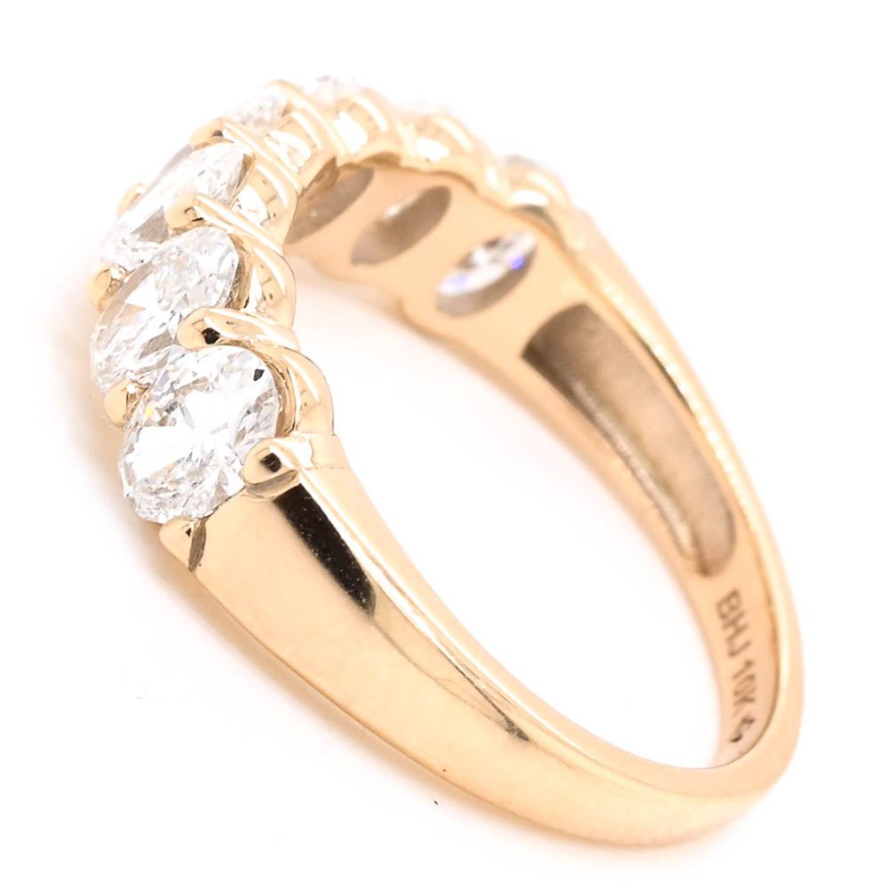 10KT Yellow Gold 1.75CTW Oval Shape LAb Grown Diamond Wedding Band.