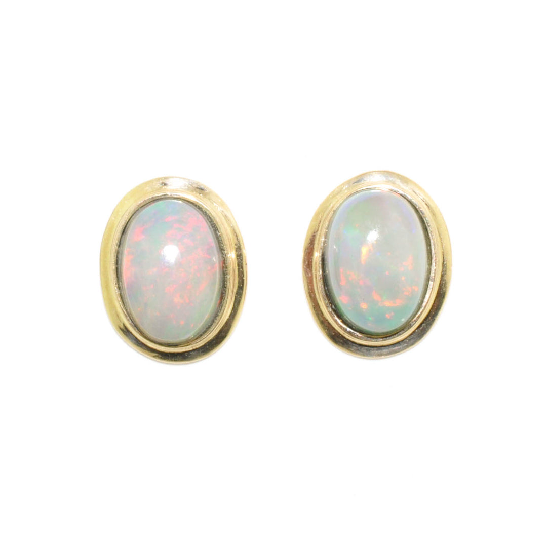14KT Yellow Gold Opal Stud Earrings.