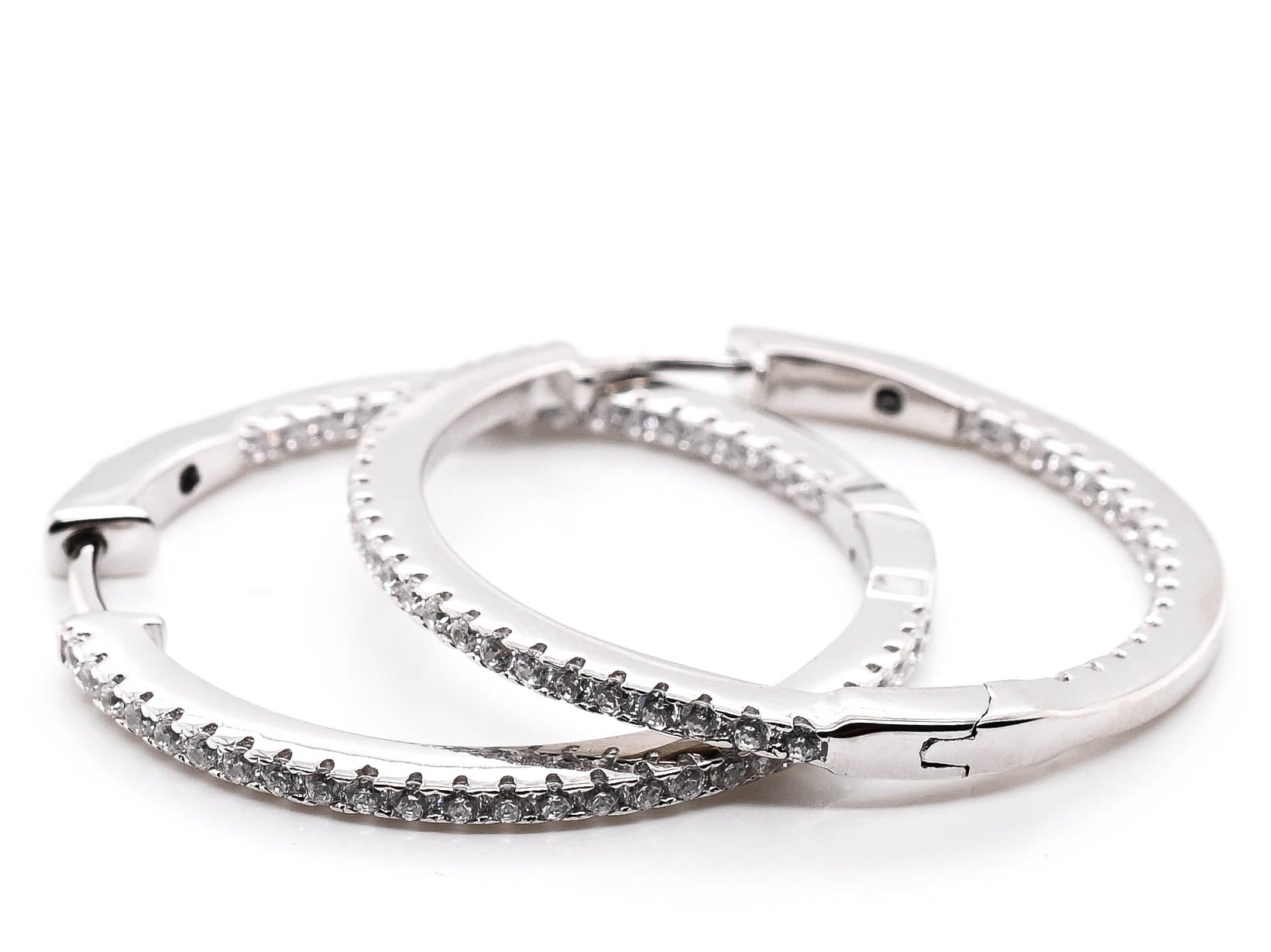 Cz hoop earrings sterling silver hotsell
