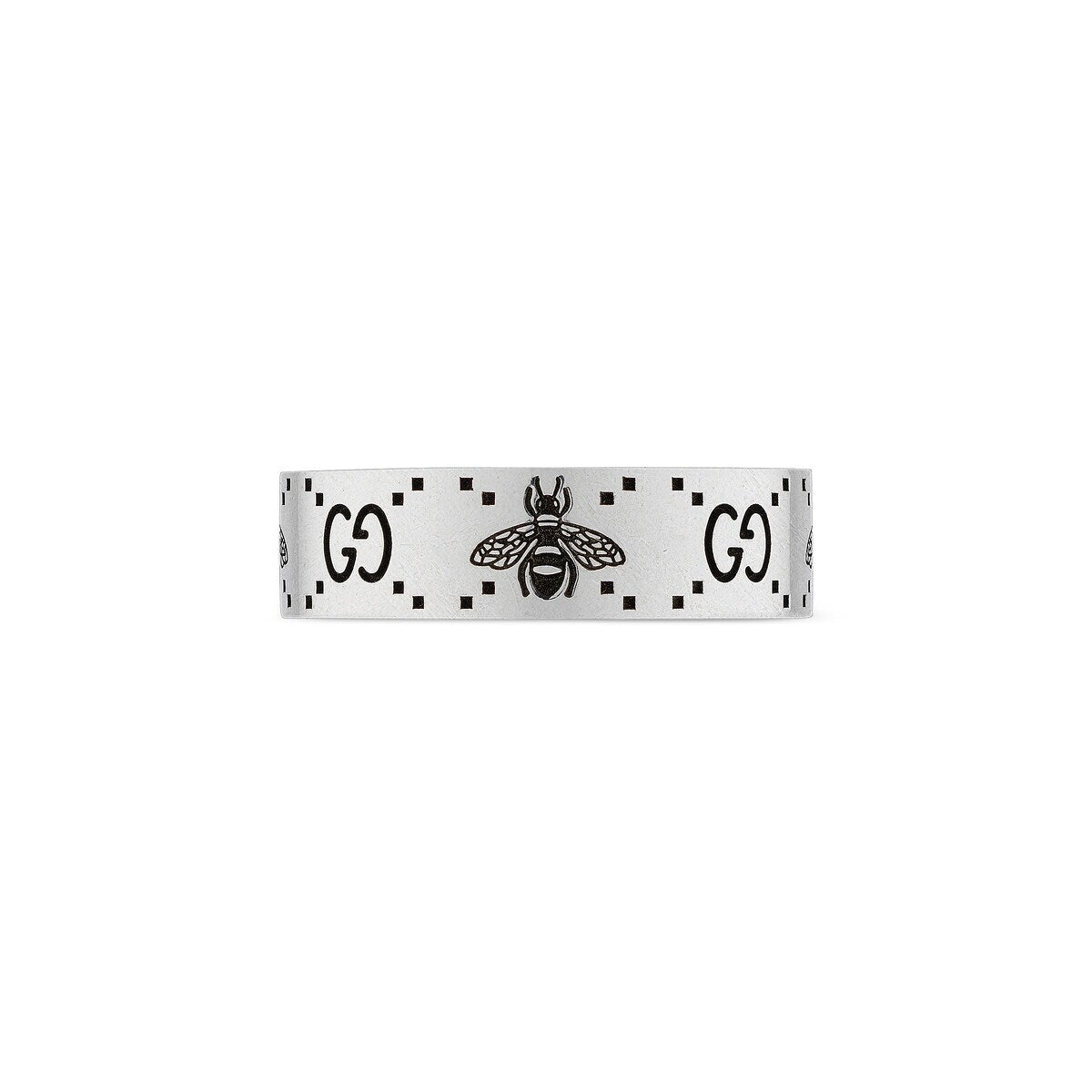 graziella Gucci Sterling Silver GG and Bee Engraved Ring
