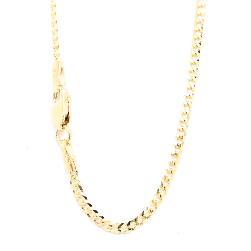 10KT Yellow Gold 20" 1.9mm Light Cuban Link Chain.