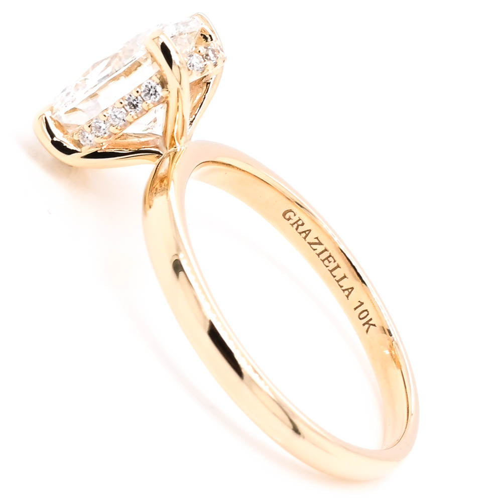 10KT Yellow  2.08CTW Oval Shape Lab Grown Diamond Hidden Halo Set Enagement Ring.