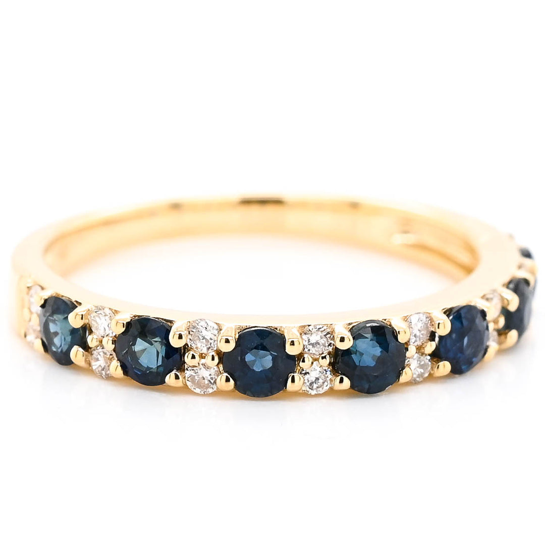 10KT Yellow Gold .70CTW Blue Sapphire & Diamond Ring.
