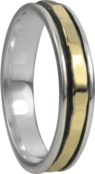 Sati Meditation Ring. Sterling Silver and 9KT Gold. Size 9.