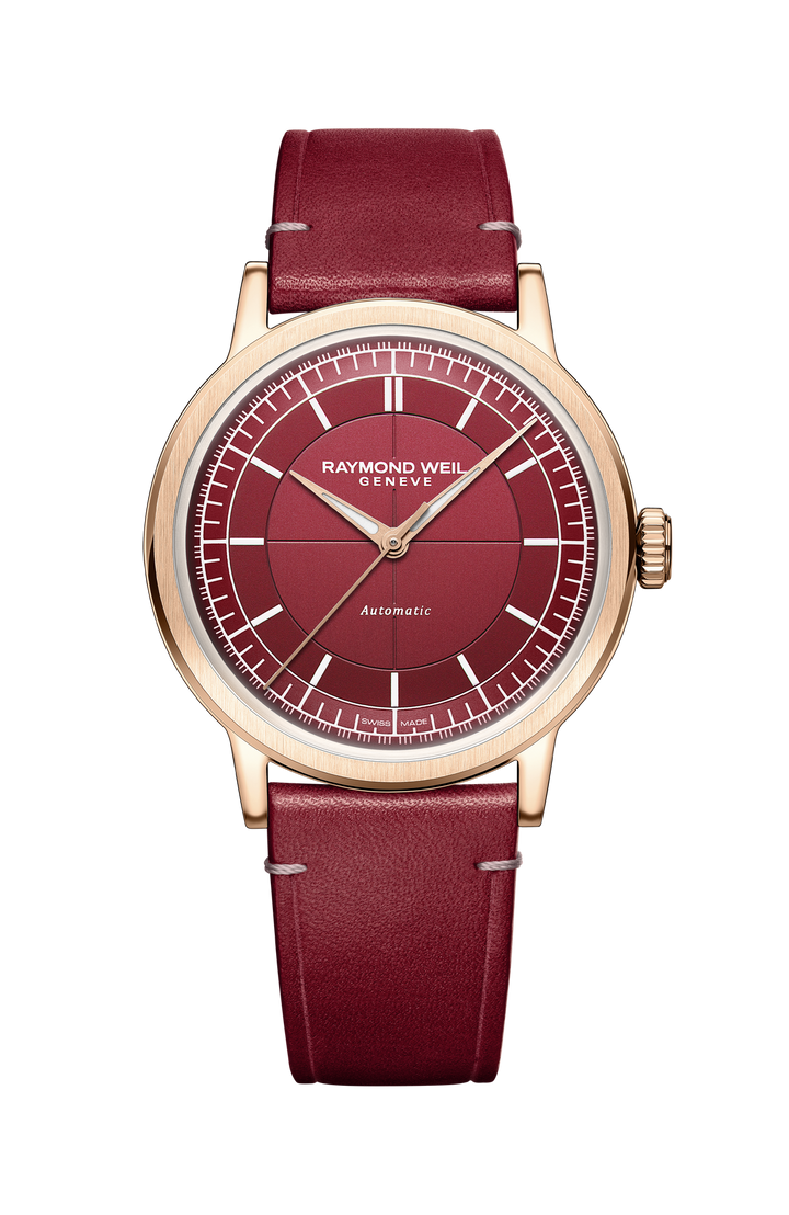 Raymond Weil Millesime Automatic Central Seconds Red Grape Dial 39mm Watch 