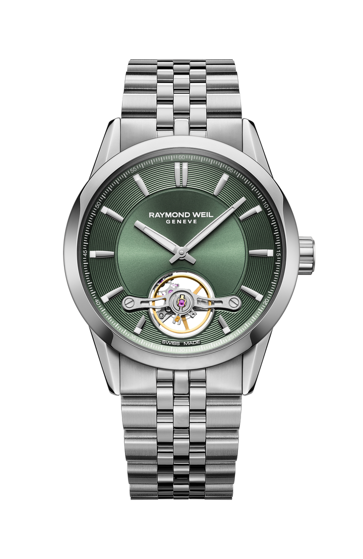 Raymond Weil Freelancer Open Heart 42.5mm Automatic Green Steel Watch 2781-ST - 52051