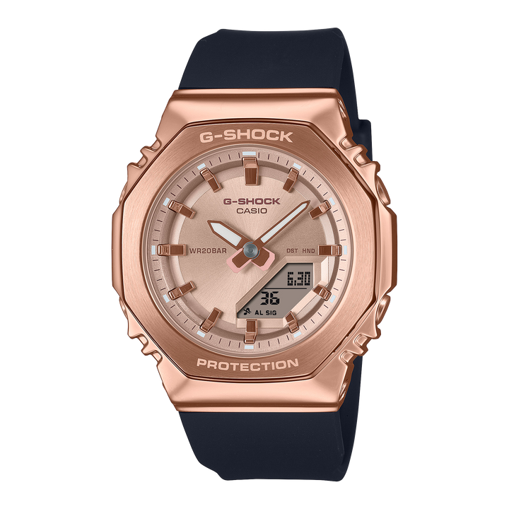G-Shock Analog/Digital Watch. GMS2110PG1A4 - The "Black &amp; Rose Gold" Metal Compact`