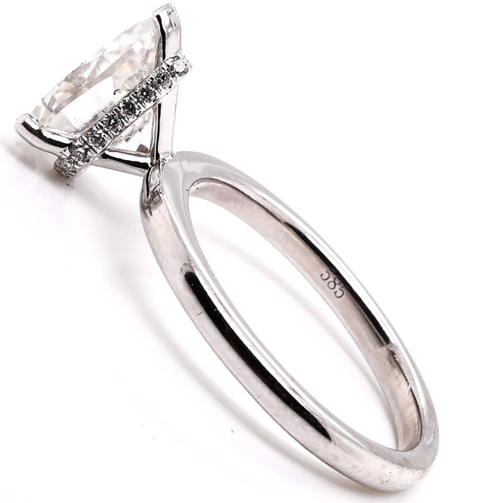 Graziella 14KT White Gold 1.73CT Pear Moissanite &amp; Diamond Ring - Size 6