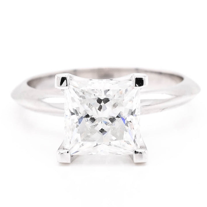 Graziella 14KT White Gold 2.00CT Princess Cut Moissanite Solitaire Ring - Size 6.5