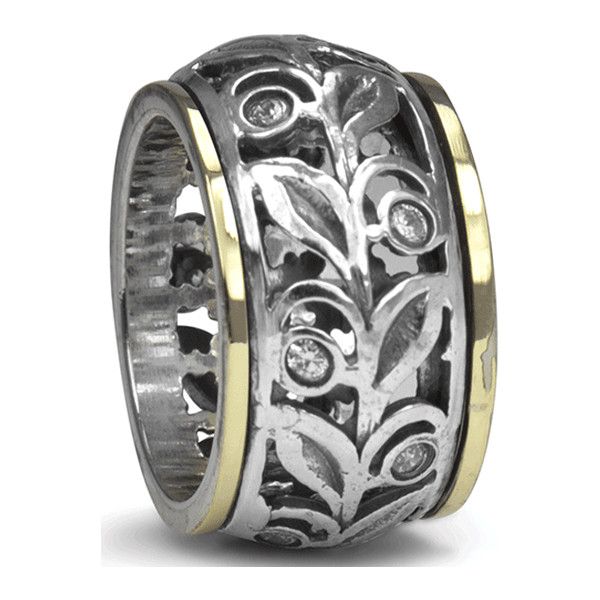 Forever Meditation Ring. Sterling Silver, 9KT Yellow Gold, and C.Z. Size 7.