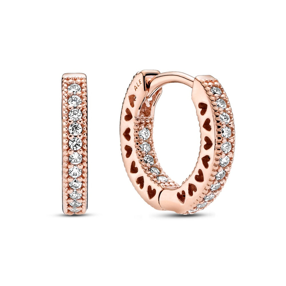 Pave Heart Hoop Earrings