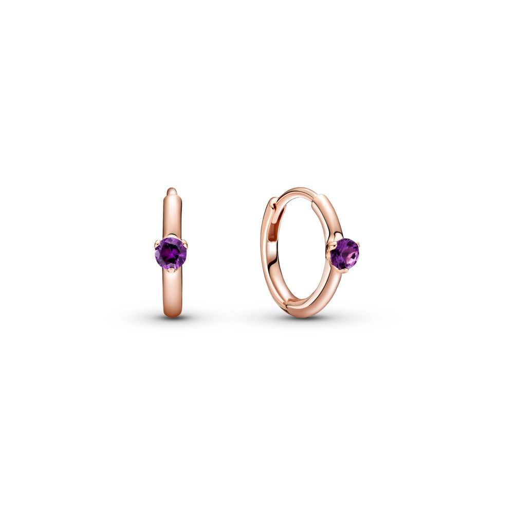 Pandora Purple Solitaire Huggie Hoop Earrings