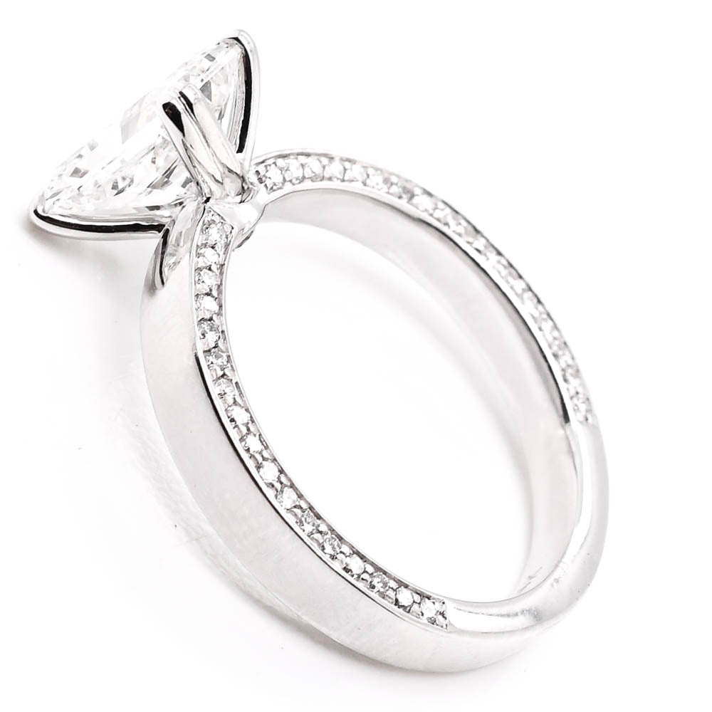 14KT White Gold 2.34CTW Radiant Cut Lab Created Diamond Accented Engagement Ring.