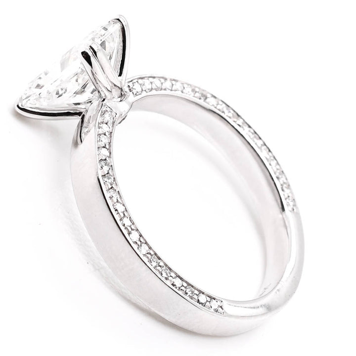 14KT White Gold 2.34CTW Radiant Cut Lab Created Diamond Accented Engagement Ring.