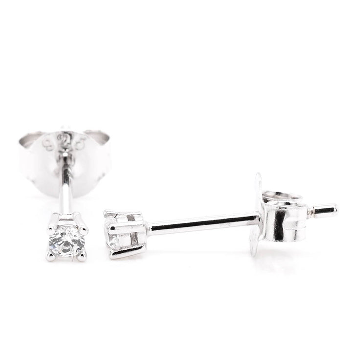Graziella Sterling Silver 2mm Round C.Z Stud Earrings.