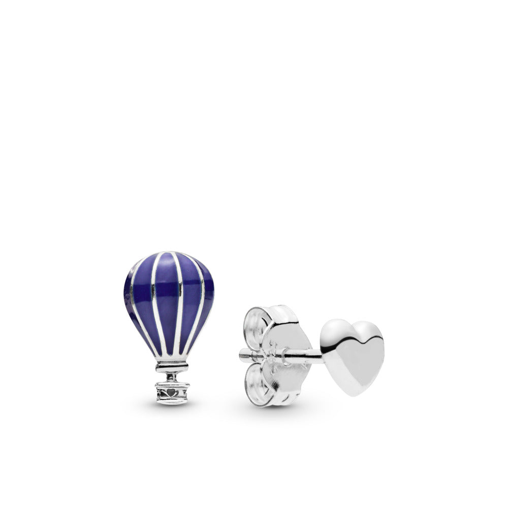 Hot Air Balloon & Heart, Blue Enamel