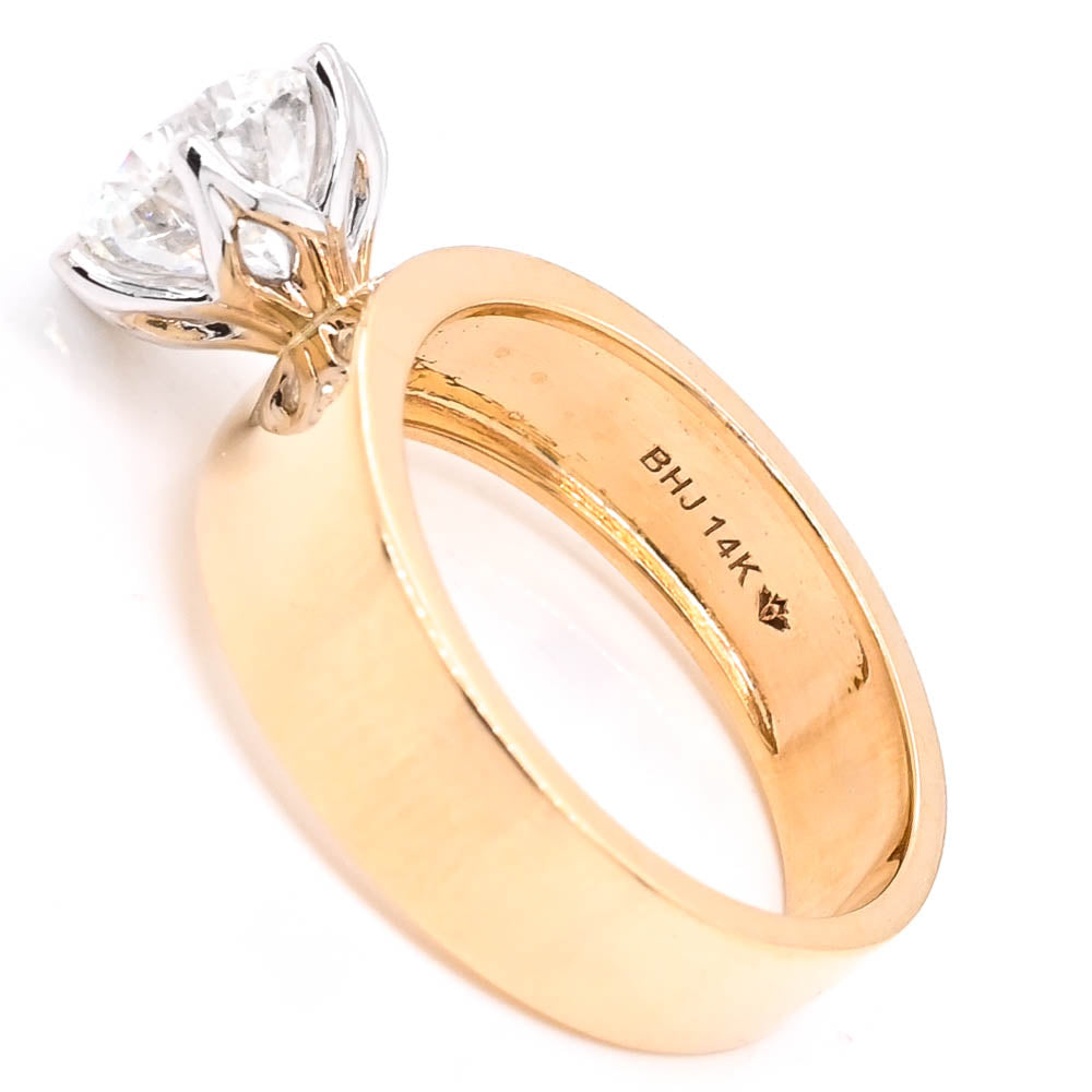14KT Yellow & White Gold 2.00CT Round Brilliant LAB Created Diamond Engagement Ring