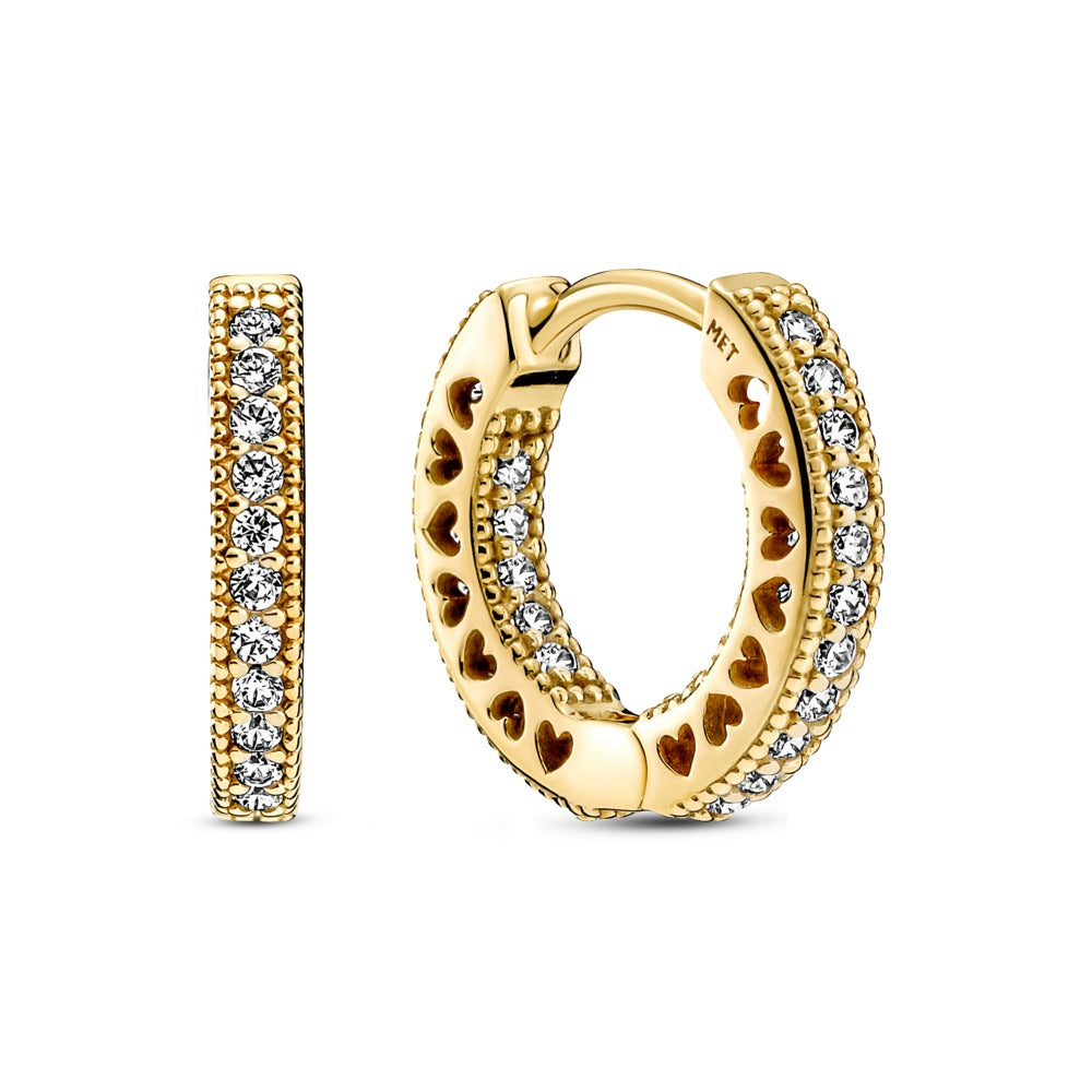 Pave Heart Hoop Earrings