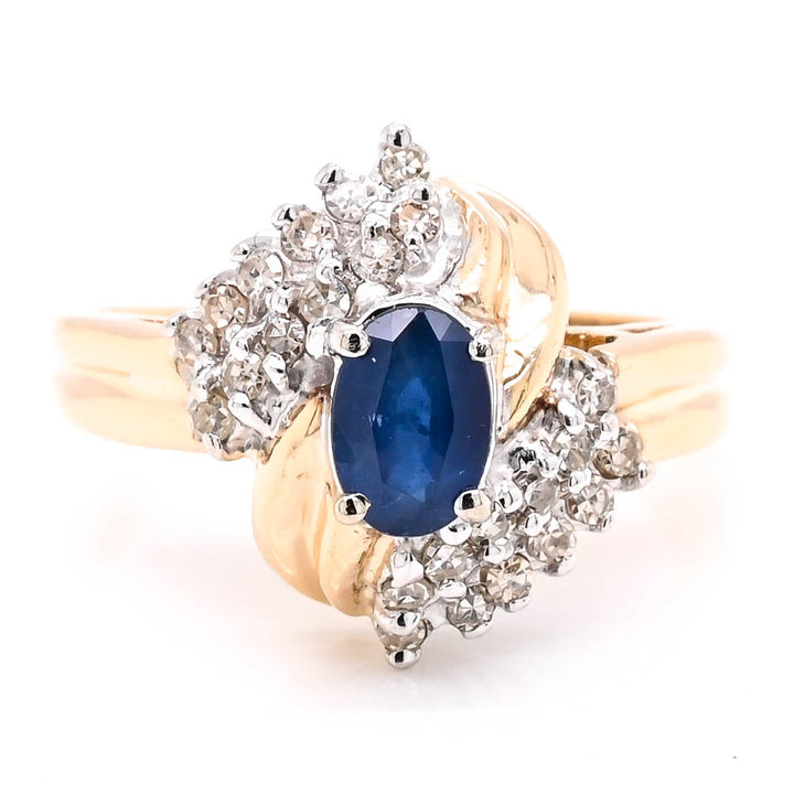 10KT Yellow Gold Amethyst & Diamond Ring.
