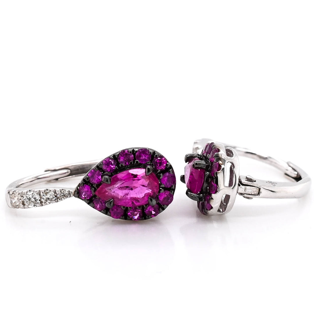 10KT White Gold 0.73CTWW Ruby and Diamond Earrings.