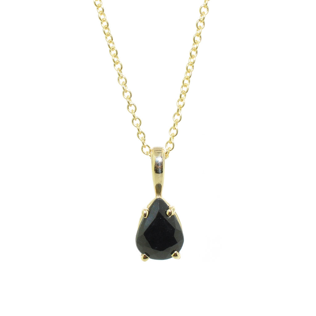 10KT Yellow Gold 18" 1.00CT Pear Shape Blue Sapphire Necklace