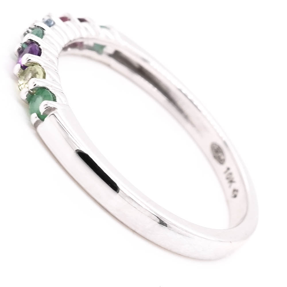 10KT White Gold Multi Coloured Natural Gemstone Ring.