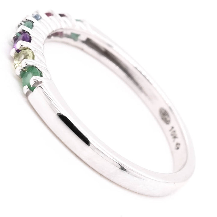 10KT White Gold Multi Coloured Natural Gemstone Ring.