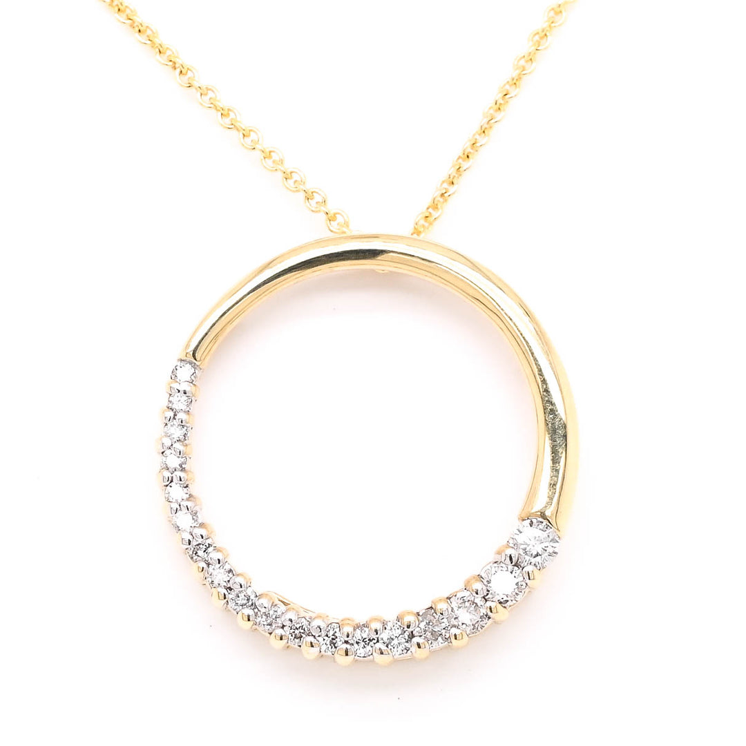 14KT Yellow Gold 18" 0.28CTW Diamond Circle of Life Necklace.