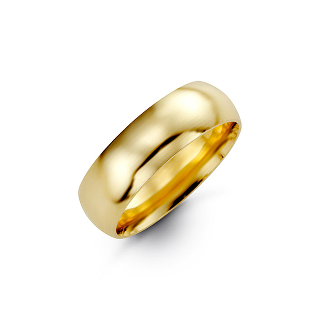 10KT Yellow Gold 6MM Band. 

Size: 5