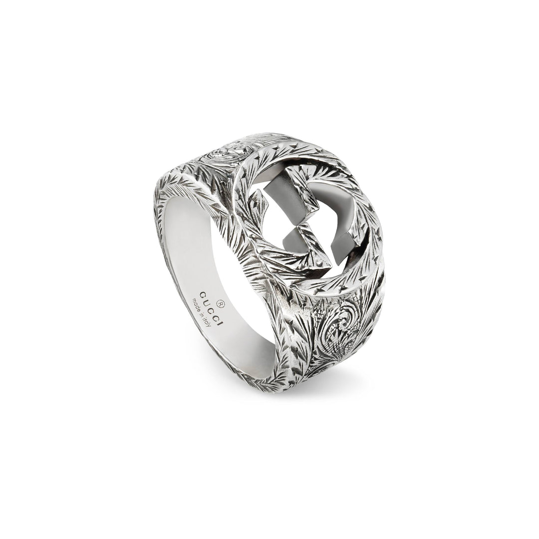 Gucci Sterling Silver Interlocking G Ring.

Band width: 8mm
Size:7.