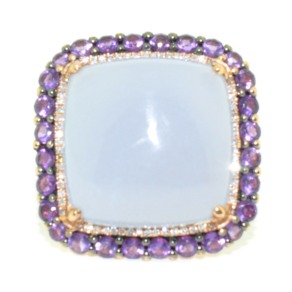 14KT Rose gold 20CT Lilac Quartz Amethyst and Diamond Ring