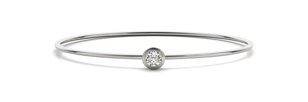 Graziella Originals 14KT White Gold 0.35CT I1 G-H Colour Bezel Set Diamond Solitaire Bangle.