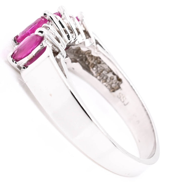 10KT White Gold Ruby & Diamond Ring.