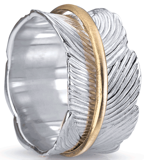 Eden Meditaiton Ring. Sterling Silver and 10KT Gold. Size 8.