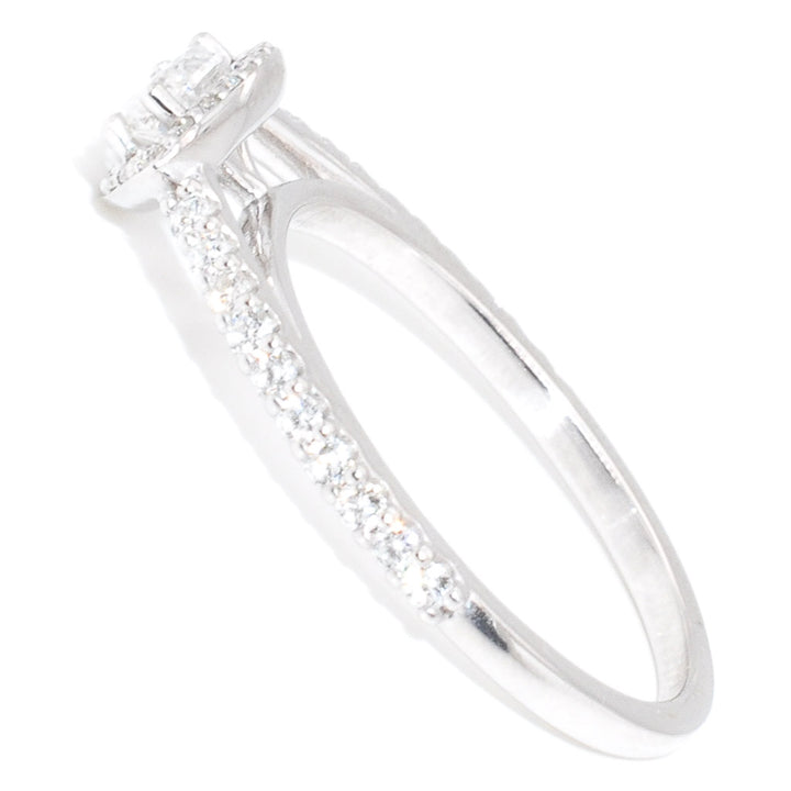 14KT White Gold 0.76CTW Marquise Shape Halo Set Diamond Ring.