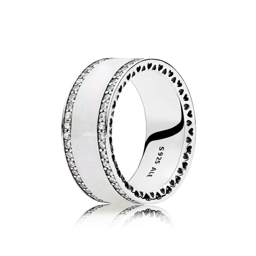 Hearts of PANDORA, Silver Enamel & Clear CZ