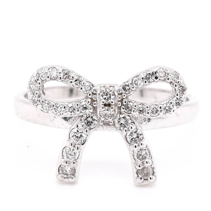 14KT White Gold 0.34CTW Diamond Bow Ring.