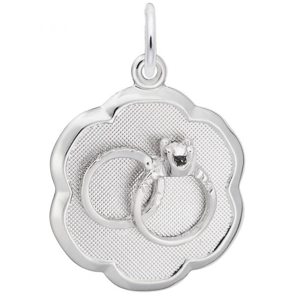 Rembrandt Sterling Silver Filigree Wedding Set Scallop Disc Charm.