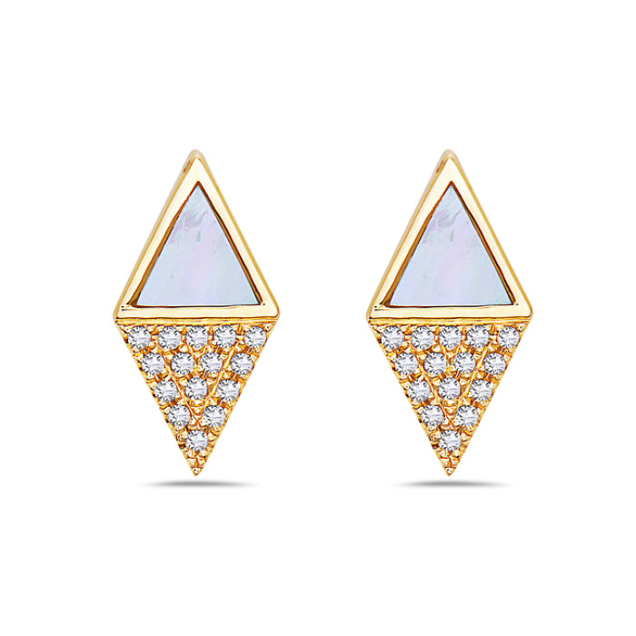 14KTYellow Gold Mother OF Pearl and Diamond Earrings.