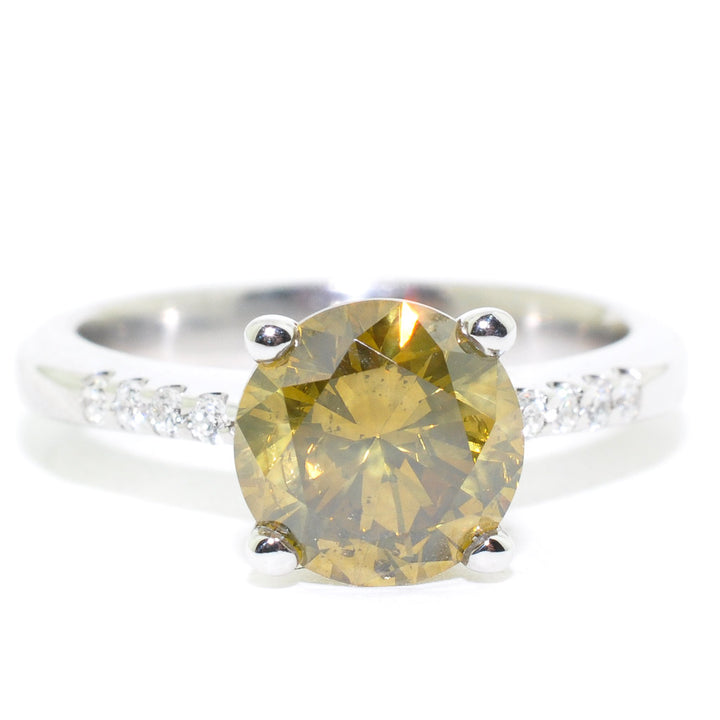 18KT White Gold 2.12CTW Round Brilliant Diamond Engagement Ring.