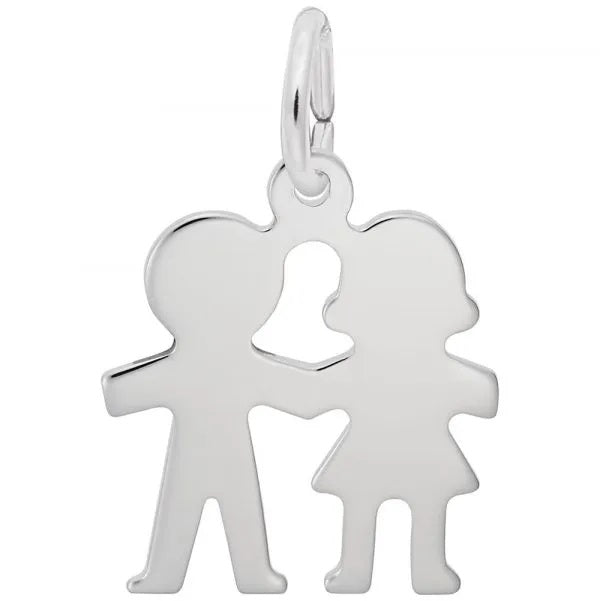 Rembrandt Sterling Silver Boy &amp; Girl Charm.
