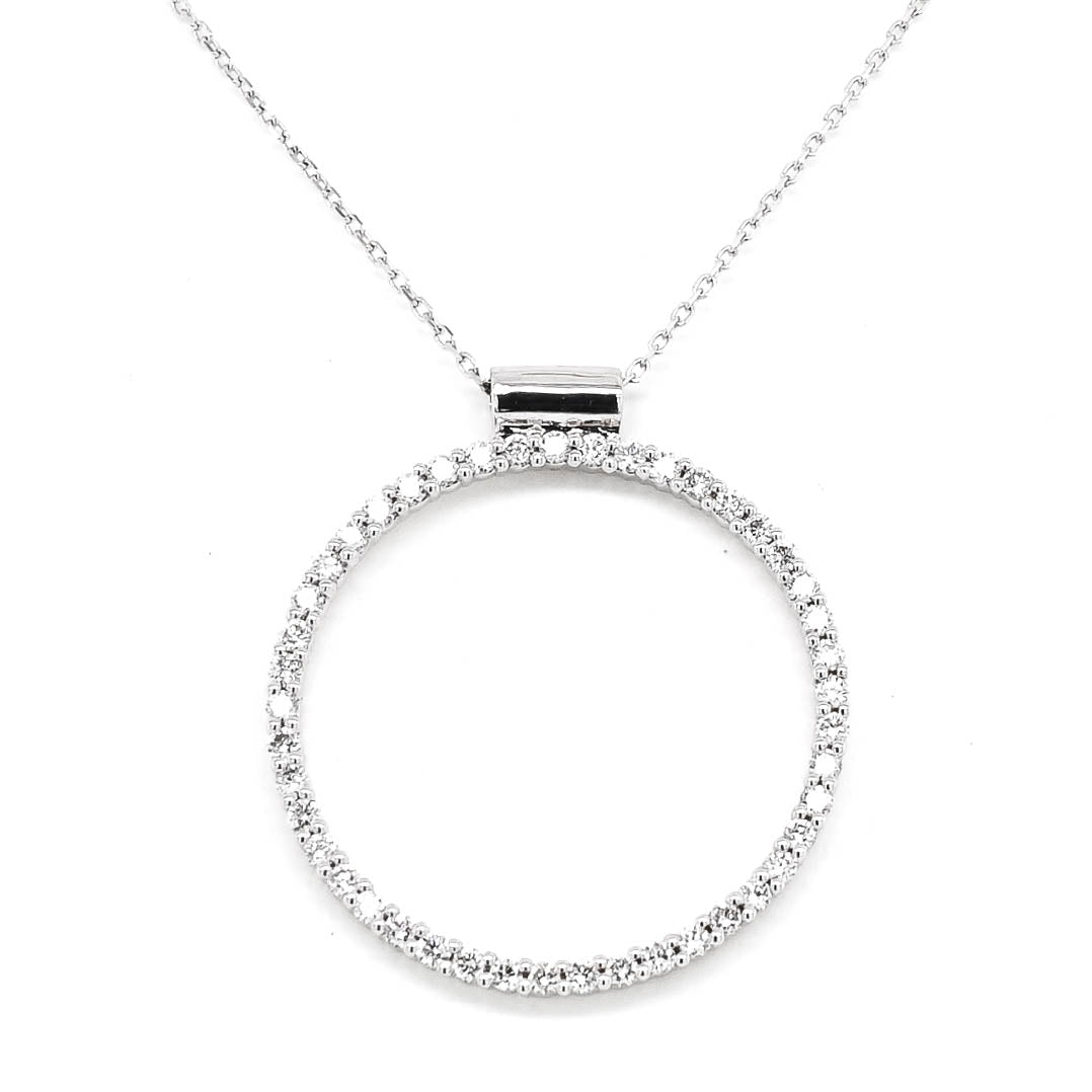 14KT White Gold 18" 0.32CTW Circle of Life Necklace.